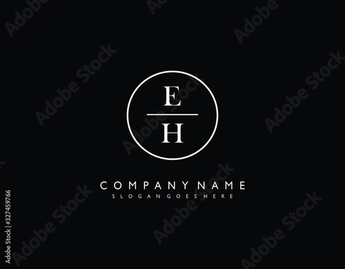 EH initial letter elegant handwriting logo collection photo