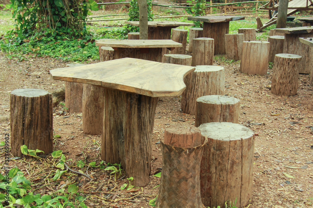 Fototapeta premium wooden chair in the garden