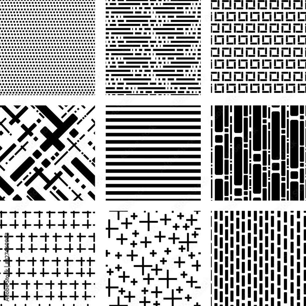 Fototapeta premium Hand painted simple rectangular pattern variation set
