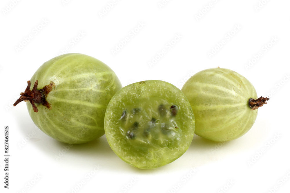 Green gooseberries with a half