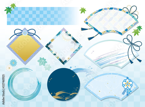 青い和風の枠セット