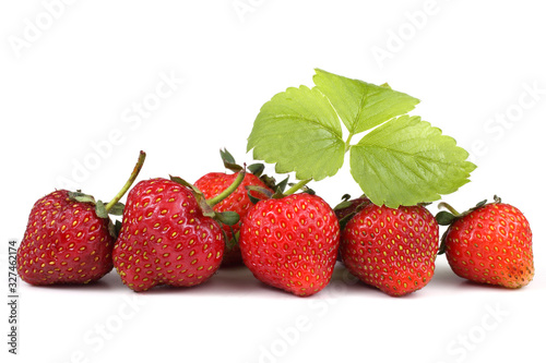 Strawberries and leaf