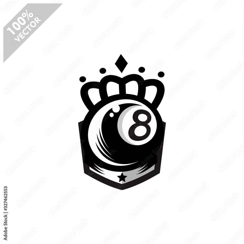 Billiard 8 ball queen logo design. Scalable and editable vector. Stock  Vector | Adobe Stock