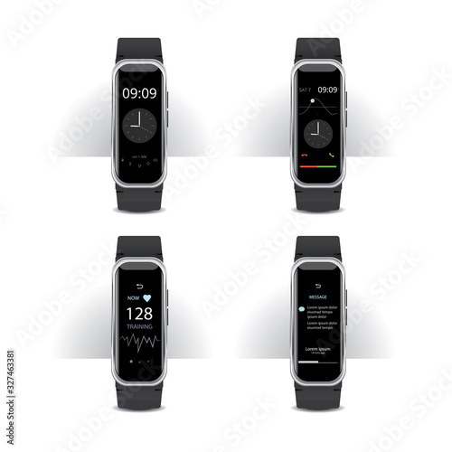 Smart Watch with Digital Display Set Vector Illustration