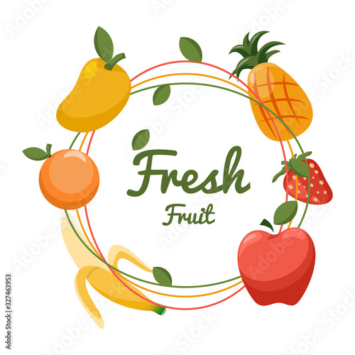 Fresh fruit cartoon design vector