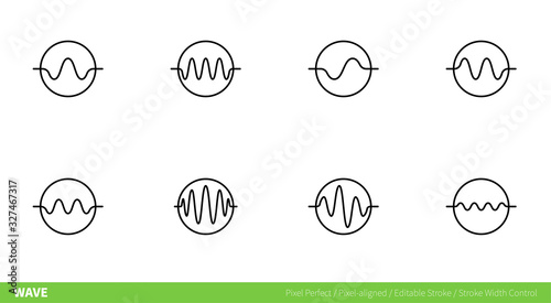 Wave Icon - pixel-aligned, Pixel Perfect, Editable Stroke, Easy Scalablility.