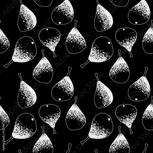 black and white seamless pattern with silhouettes of pears. Modern abstract design for paper, cover, fabric, interior decor
