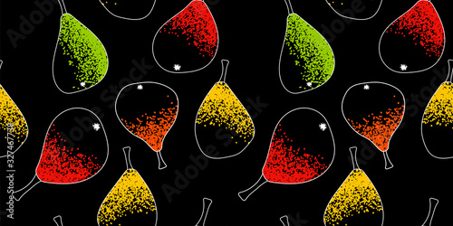 colored silhouettes of pears