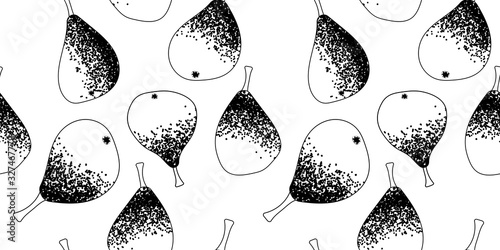 silhouettes of black and white pears