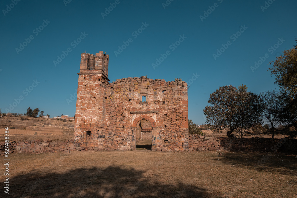 Old church in the helmet of a farm in Amealco, Queretaro, Mexico already in ruins and with the evening light Old church in the helmet of a farm in Amealco, Queretaro, Mexico already in ruins and with the evening light