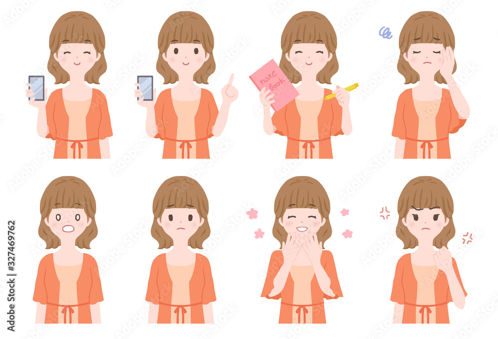 主婦 女性のポーズセット