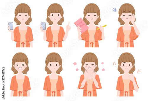 主婦 女性のポーズセット