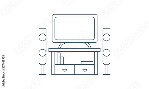 Home cinema icon in trendy design style for entertainment and media concepts