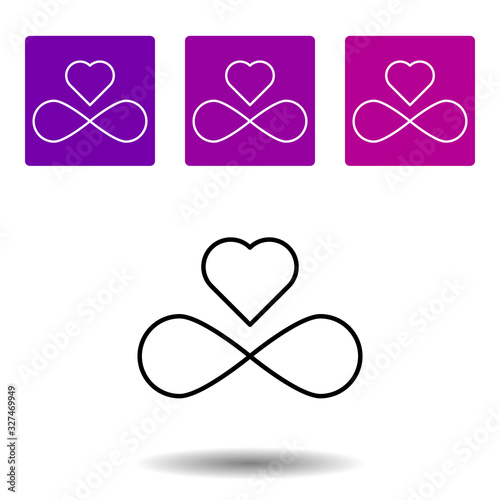 infinite love, infinity sign, heart icon . Simple outline vector of Love purple set for UI and UX, website or mobile application