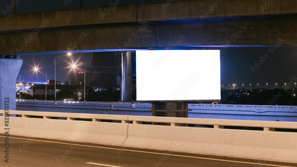 Billboards simulate outdoor posters at night on the highway. Billboards simulate outdoor posters at night on the highway.