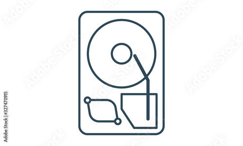 Hard disk drive icon for data storage and hardware