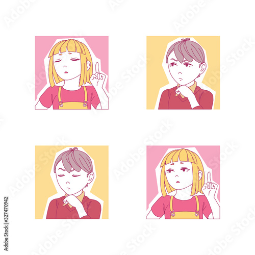 Kids vector avatars. boys and girls faces. Children characters profile pictures. Portrait cartoon elements