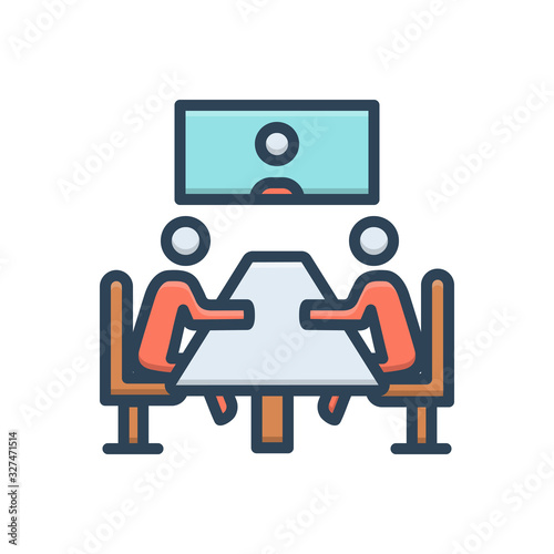 Color illustration icon for meeting 