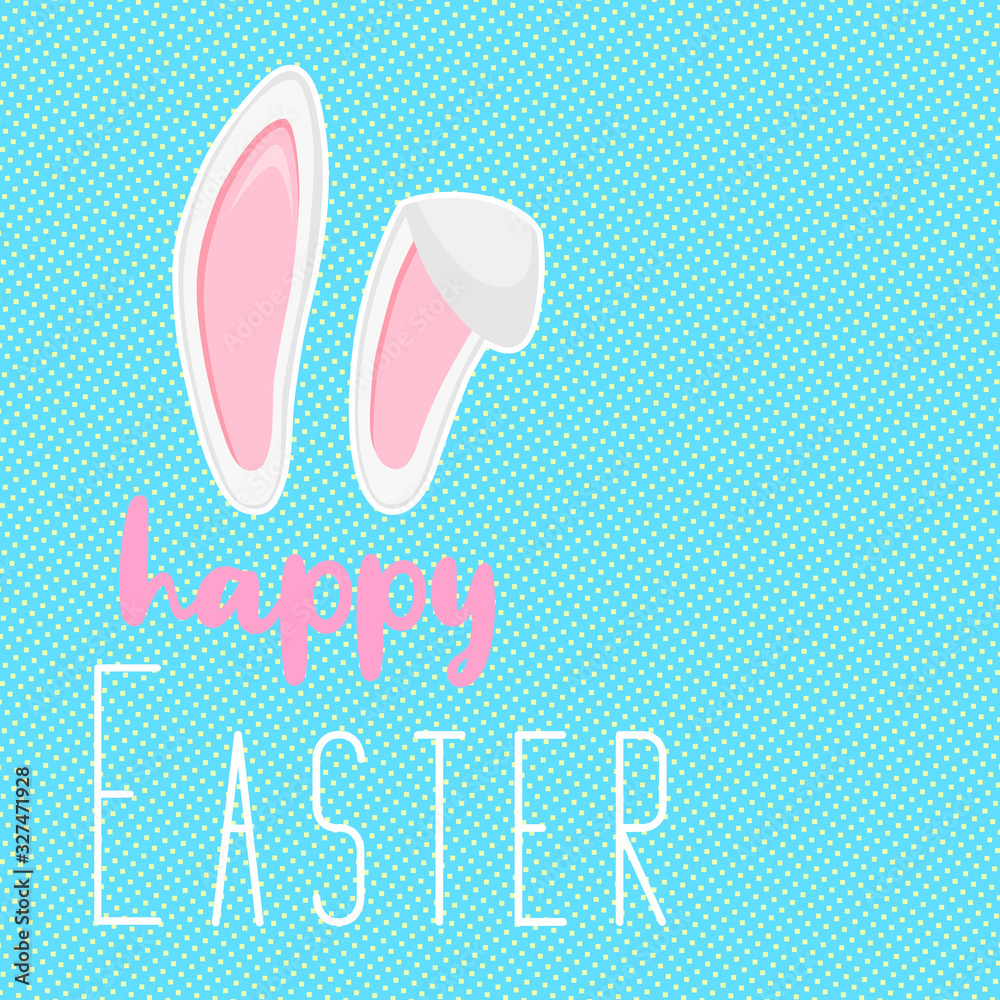 Happy Easter design with bunny ears for poster, banner or invitation cards. Vector illustration