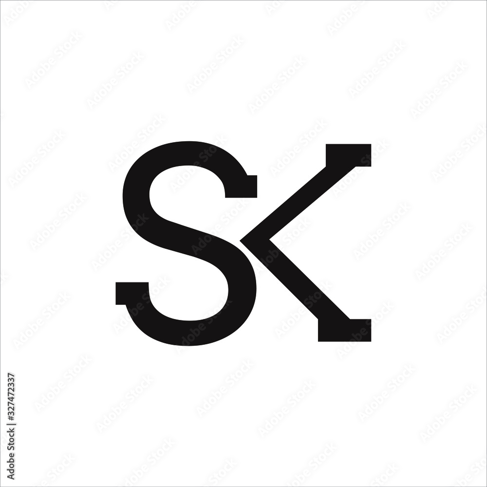 S K logo monogram line art style S K logo monogram line art style