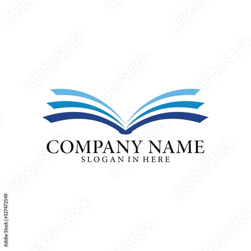 Book education logo template illustration design. Open book logo design.