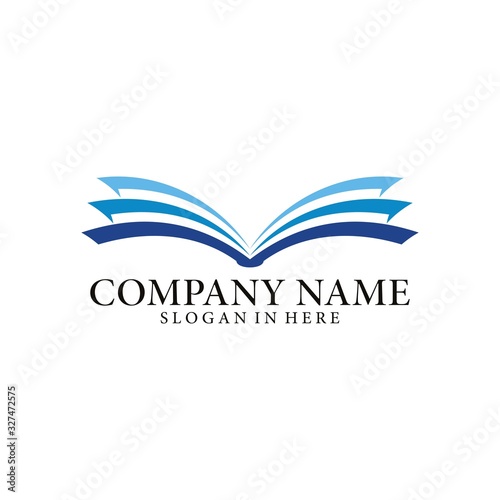 Book education logo template illustration design. Open book logo design.