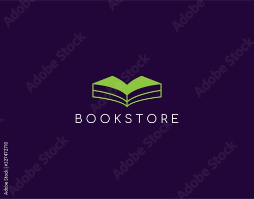 Simple Logo of Book with Modern Concept. Design with Unique and Lovely Book Design Isolated on Dark Purple Background. This Logo Suitable for Library, Bookstore, Publishing Company, and More.