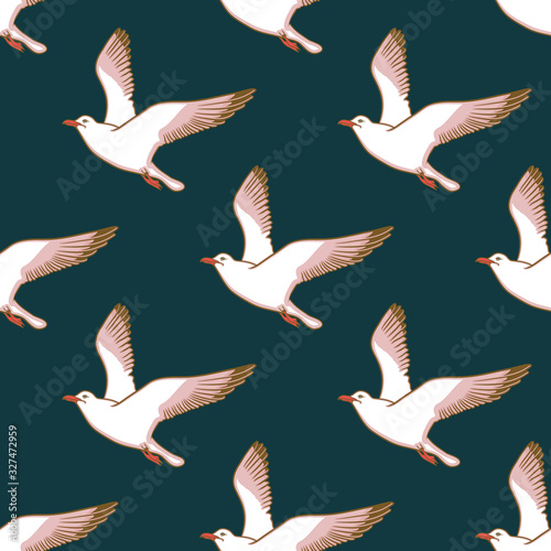 Vector seamless pattern with seagulls