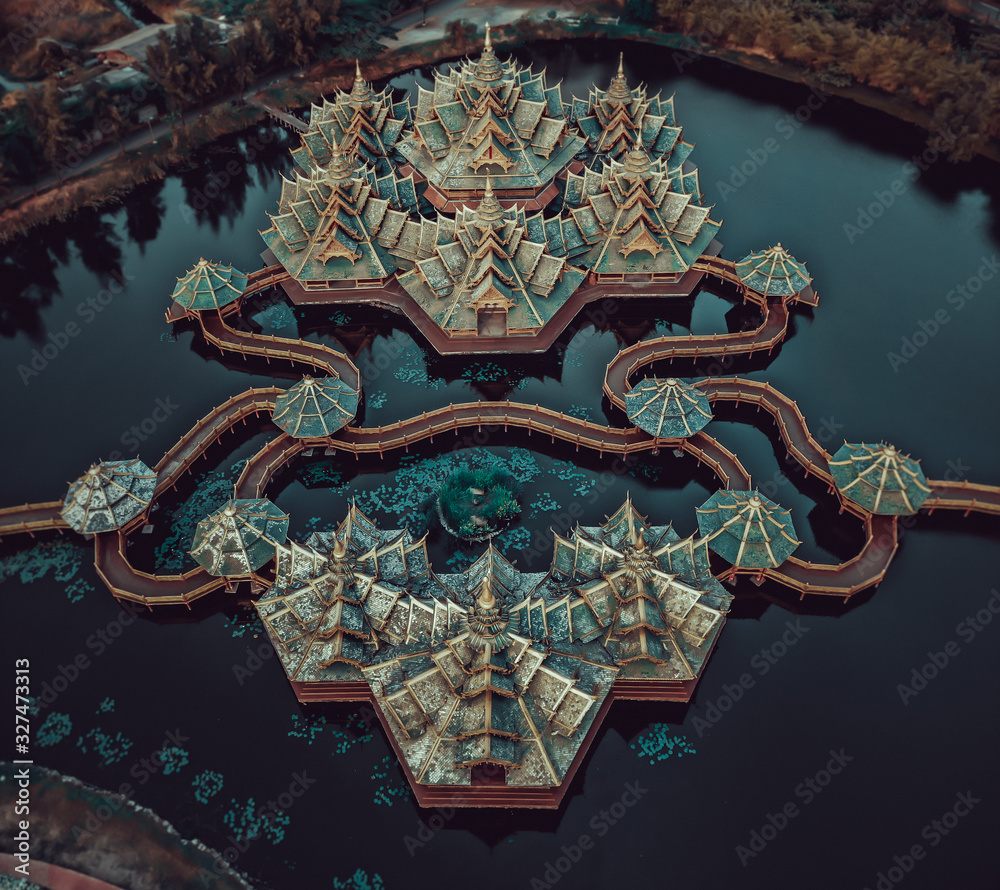 Naklejka premium Ancient City temples, Muang Boran in Bangkok Thailand