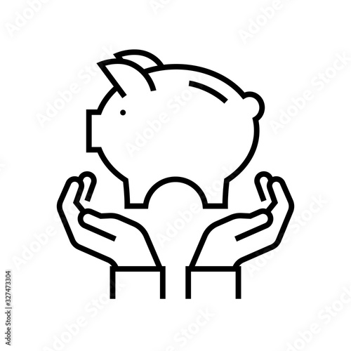 Money accumulation line icon, concept sign, outline vector illustration, linear symbol.