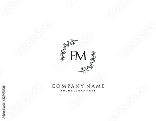 FM initial letter elegant handwriting logo collection