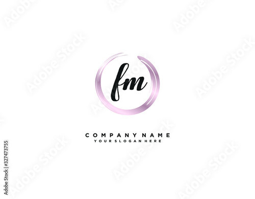 FM initial letter elegant handwriting logo collection