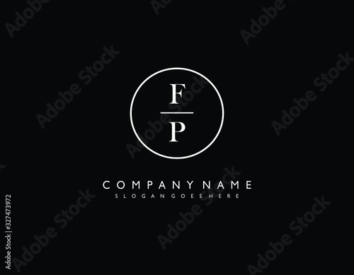 FP initial letter elegant handwriting logo collection