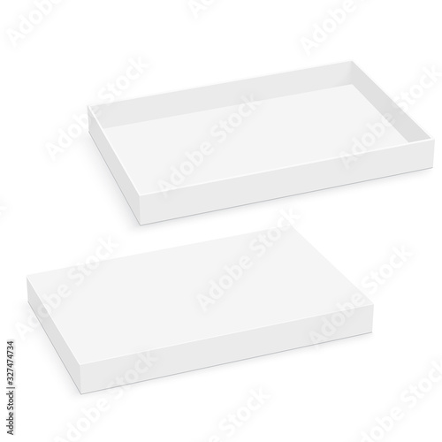 Blank square thin box mockup. Vector