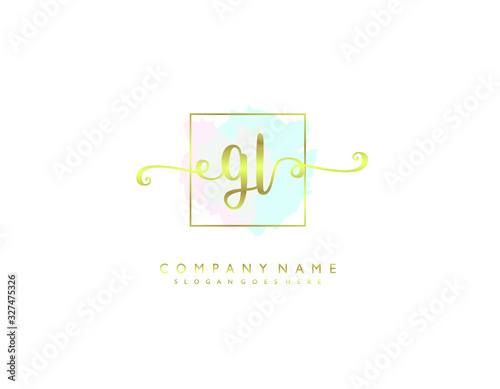 GL initial letter elegant handwriting logo collection