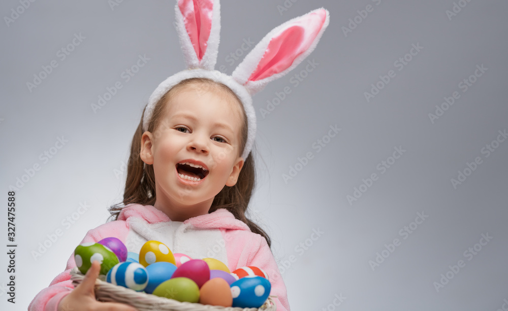 Girls with painted eggs