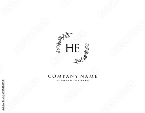 HE initial letter elegant handwriting logo collection
