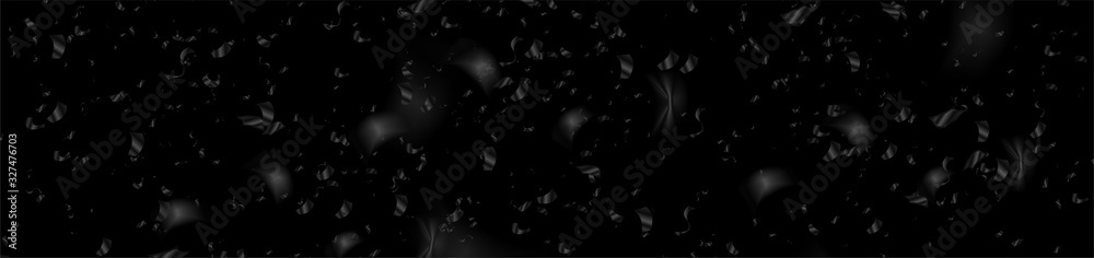 Black monochrome confetti tinsel abstract banner design. Vector background - obrazy, fototapety, plakaty 