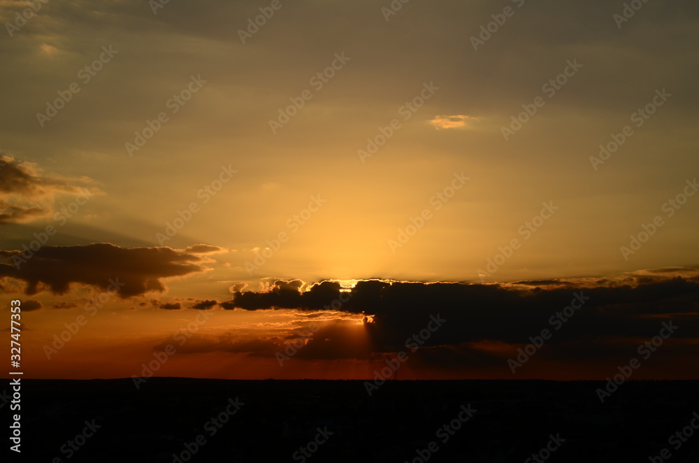Fototapeta premium Sunset silhouette of church cross at sunset