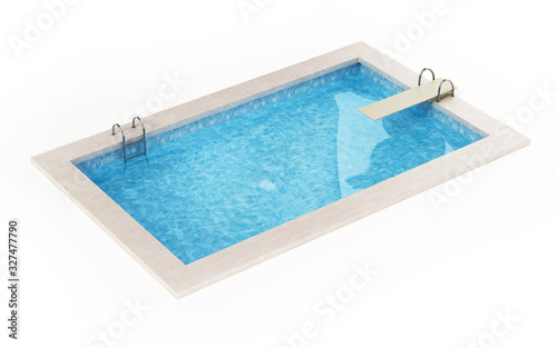 Generic swimming pool isolated on white background. 3D illustration