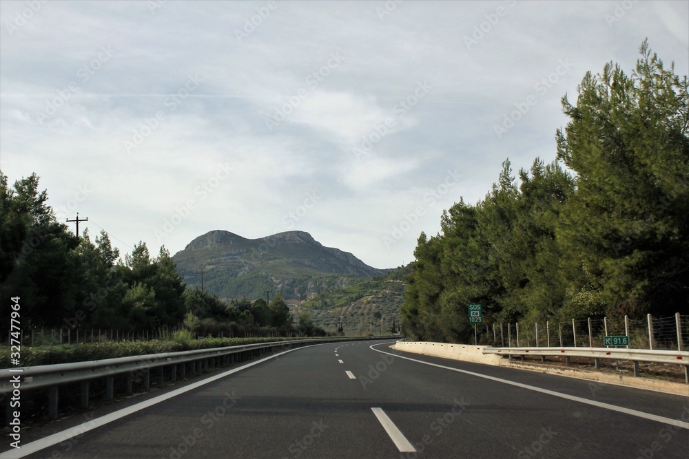 View of highway in Peloponnese, Greece