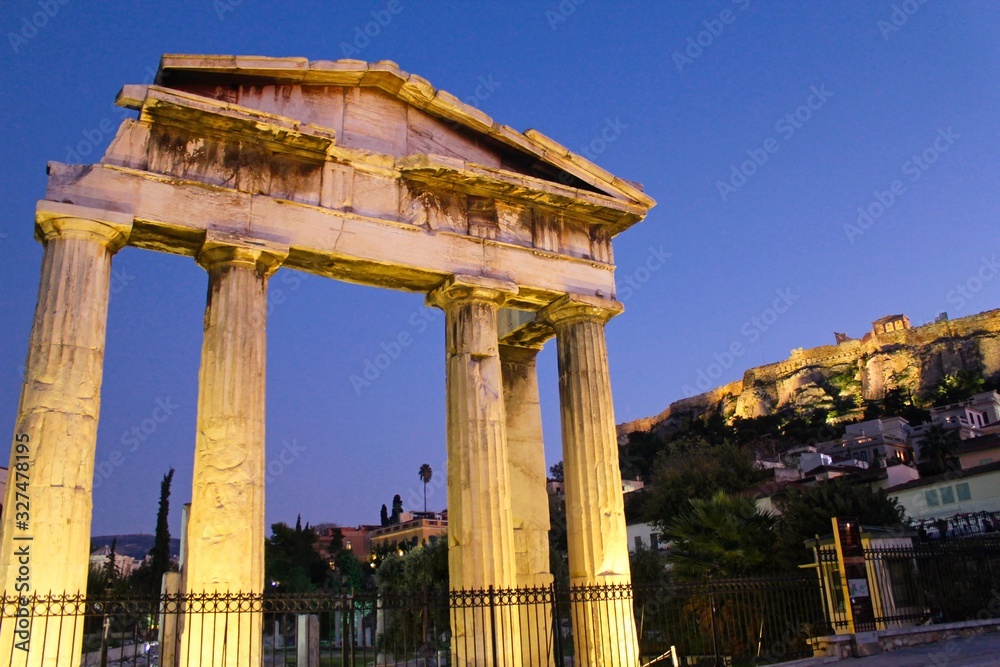 Obraz premium Ruins of Roman Agora in the neighbourhood of Plaka, Athens, Greece.