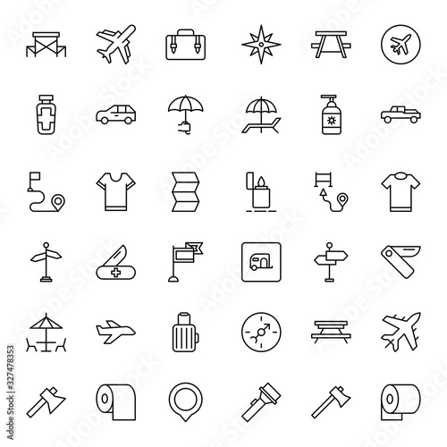 Travel set line icons photo