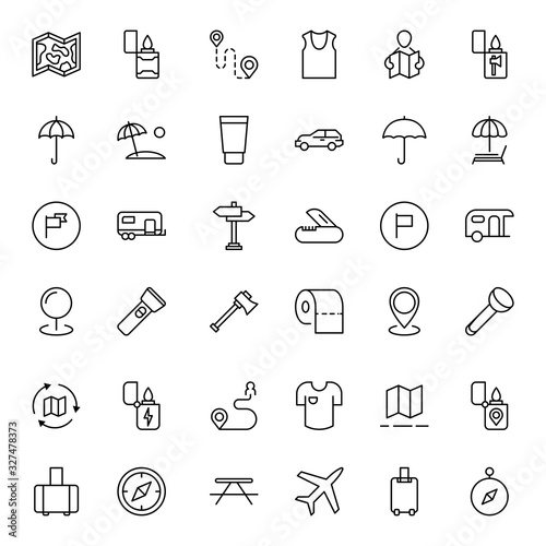 Travel set line icons