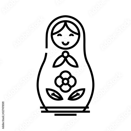 Russian doll line icon, concept sign, outline vector illustration, linear symbol.