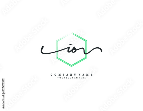 IO initial letter elegant handwriting logo collection