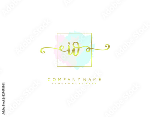 IO initial letter elegant handwriting logo collection