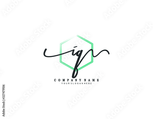 IQ initial letter elegant handwriting logo collection