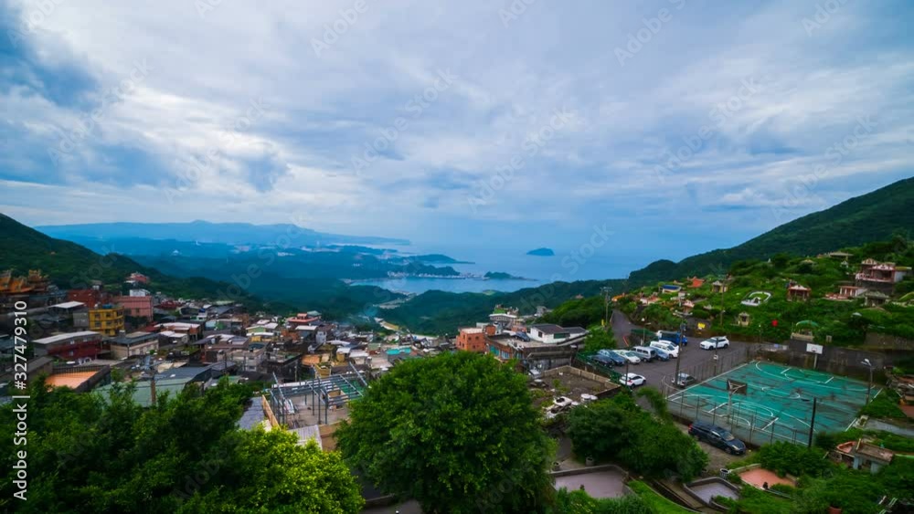 Time-lapse of view of Jiufen village with mountain and east china sea, Taiwan Time-lapse of view of Jiufen village with mountain and east china sea, Taiwan