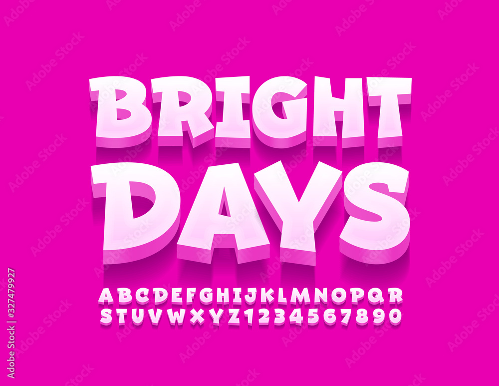 Vector stylish logo Bright Days. Creative 3D Font. Modern Alphabet Letters and Numbers Vector stylish logo Bright Days. Creative 3D Font. Modern Alphabet Letters and Numbers